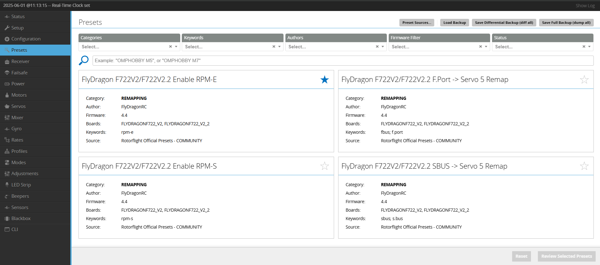 Presets Tab